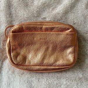 BAGGU Rose Gold Copper Mini Leather Crossbody Bag